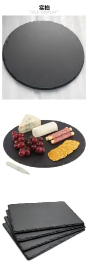 Tabla de servir de pizarra de forma redonda para bocadillos/queso/carne