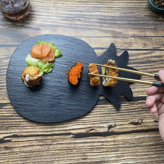 Fuente de queso de pizarra con forma de piña para carne/fruta/sushi