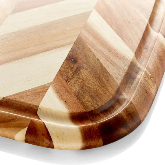 Tabla de cortar de madera con diseño de espiga rectangular grande para cocina