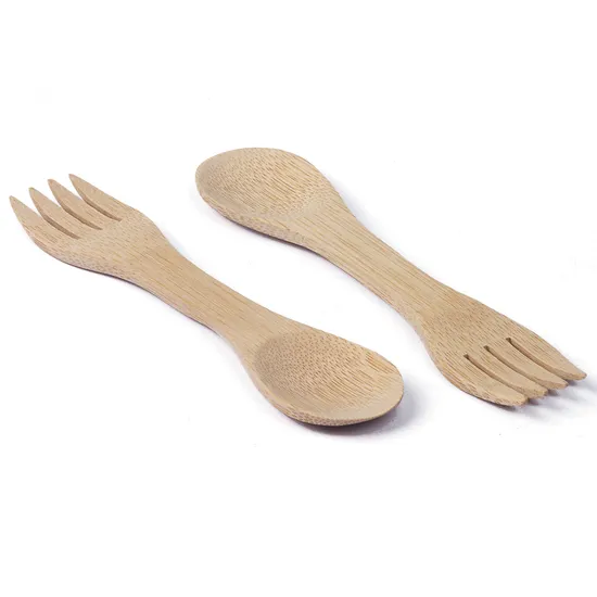 Suministro de tenedor y cuchara de bambú reutilizables del juego de Spork de bambú