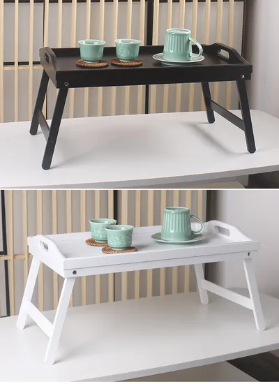 Mesa tipo bandeja para cama de bambú 100% natural con patas plegables