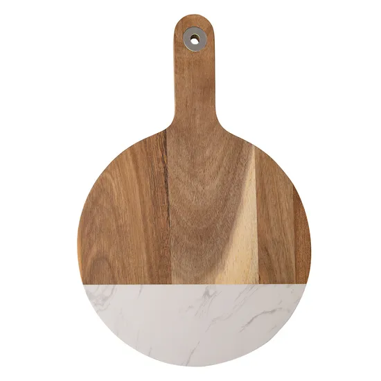 Tabla de cortar queso duradera de mármol y madera con orificio para colgar