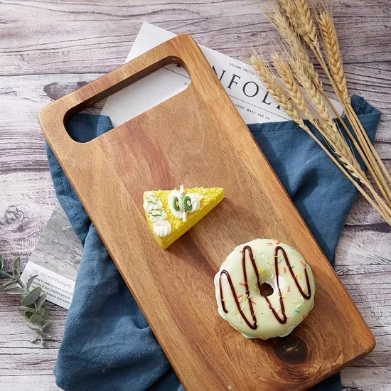 Tabla de cortar de madera rectangular decorativa para acampar