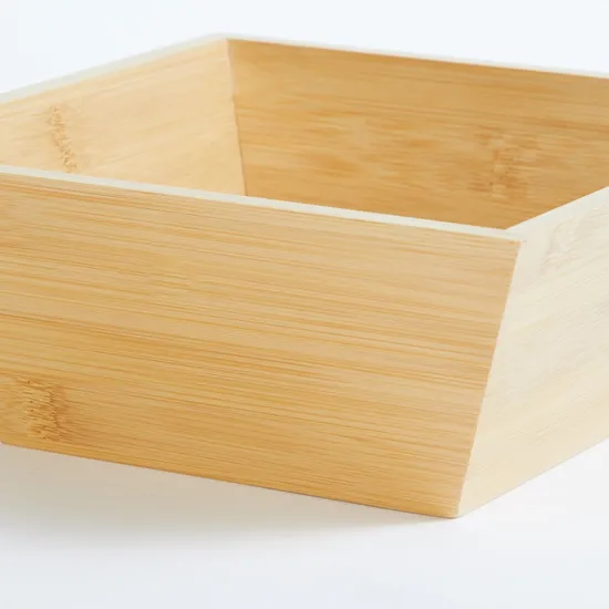 Ensaladera de bambú de forma cuadrada, cuenco para servir para cocina