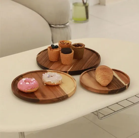 Juego de platos giratorios de madera de Acacia para servir Lazy Susan para comida