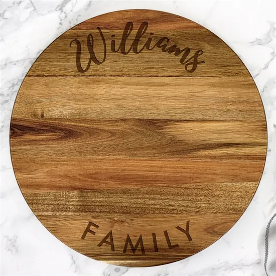 Susan perezosa de madera de acacia grabada personalizada para cocina