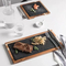 Tablero/bandeja/placa de servicio de pizarra negra con forma hexagonal con mango de metal