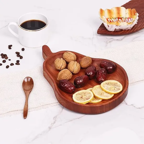 Bandeja/placa de madera de ébano con forma de pera para decoración del hogar