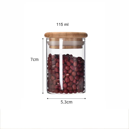 Tarro de almacenamiento de vidrio de borosilicato con tapa de bambú para nueces, galletas, dulces, café, envasado de alimentos