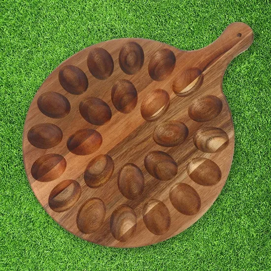 Tenedor de madera grande del huevo del organizador del huevo del tenedor del cajón del huevo de la bandeja del huevo de la forma de la paleta con la manija