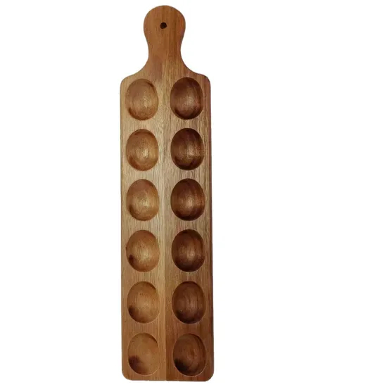 Bandeja para huevos de madera de acacia premium ecológica hecha a mano para 12 huevos frescos
