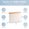 Elegante Almacenamiento de Papel Higiénico de Color Beige para 12 Rollos con Tapa de Bambú