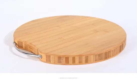 Tabla de cortar de bambú redonda gruesa de 3 cm, tabla de cortar de carnicero