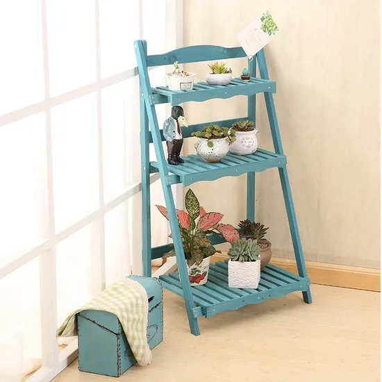 Estante plegable de almacenamiento tipo escalón de cinco capas, estante de flores de madera maciza para plantas suculentas
