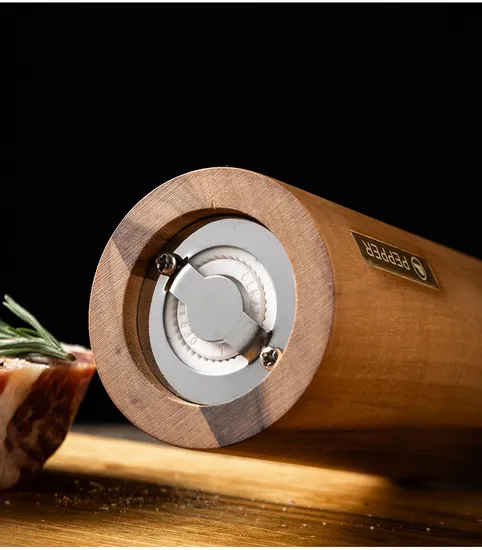 Molinillo de pimienta manual de madera de acacia para moler especias y sal