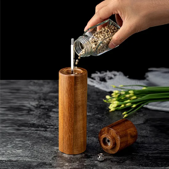 Juego de molinillo de sal y pimienta de madera de Acacia para electrodomésticos de cocina