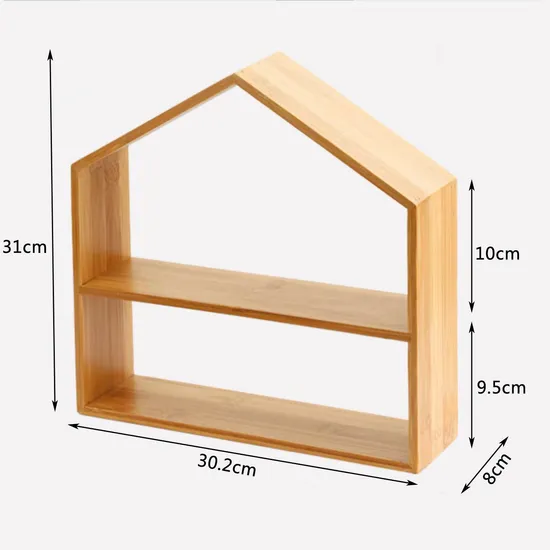 Fabricación de la casa forma 2 niveles de madera soporte para pastel de taza estante de pastel de bambú para postre