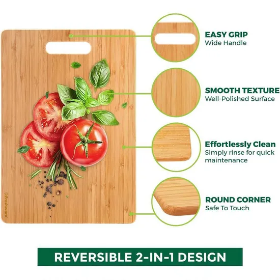 Tabla de cortar vegetal de bambú durable de 3 pedazos tabla de cortar de la fruta fijada para la cocina