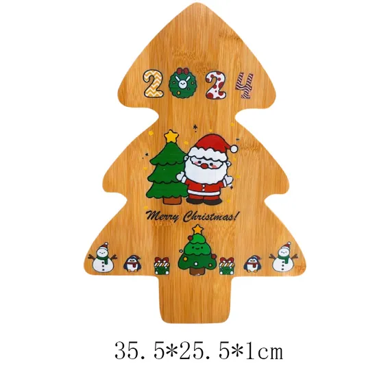 Tablero de bambú de encargo del queso del tablero de la porción de la tabla de cortar de la forma del árbol de navidad