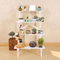 Estante de madera para flores estilo escalera de 4 capas, estante para flores para jardín y sala de estar