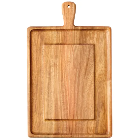 Juego de tablas de cortar de madera de 3 piezas, bloques de cortar de carnicero de madera de Acacia en blanco para cocina