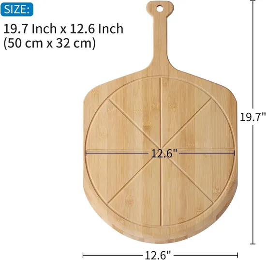 Tabla de cortar de bambú ligera de la pizza de la bandeja de la pizza de la cáscara de la pizza de la pulgada elegante elegante 21X14