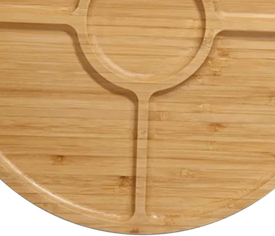 Platos de bambú multiusos divididos de 8 pulgadas y 4 platos para servir/mesa de centro/charcutería