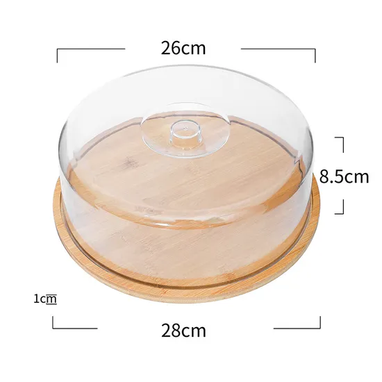 Soporte para mantequilla de bambú, soporte para pasteles, bandeja para mantequilla con tapa transparente