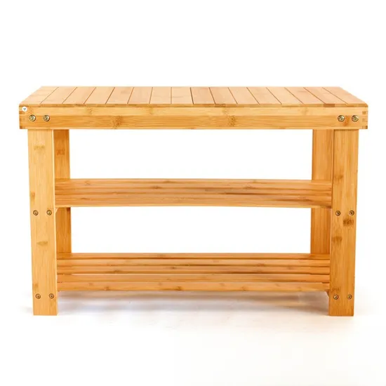 Banco de madera resistente del zapatero de bambú de 3 niveles para la entrada, dormitorio, sala de estar, balcón