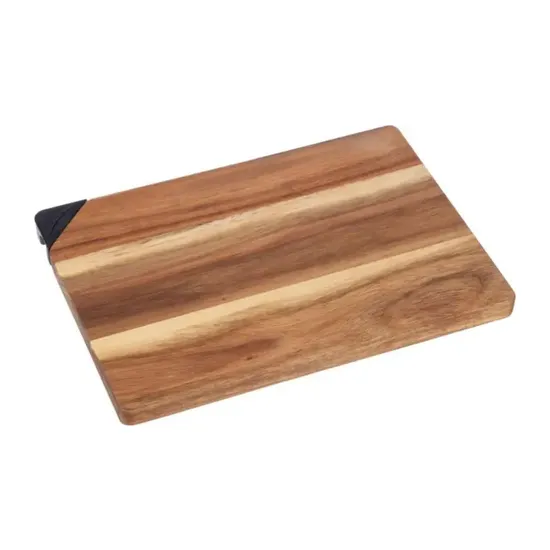 Tabla de cortar fruta larga de madera de acacia con sacapuntas