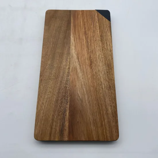 Tabla de cortar de madera de acacia para verduras con mango de metal