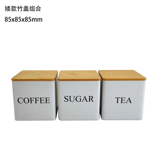 Juego de botes de cocina con tapas de bambú para café, té, azúcar