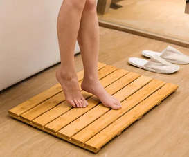 Estera de baño de bambú para ducha, SPA, resistente al agua, antideslizante, grande, resistente al agua