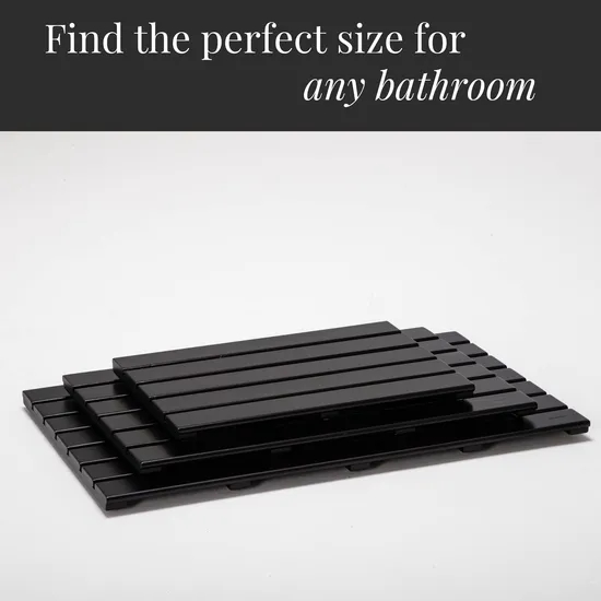 Alfombra grande de bambú de color negro para baño