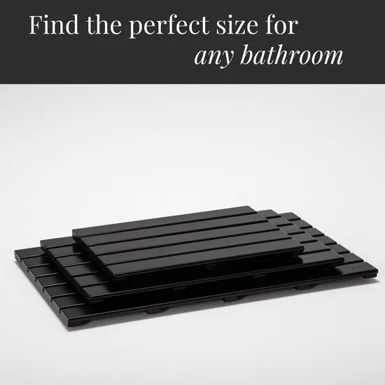 Alfombra grande de bambú de color negro para baño