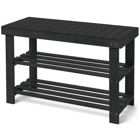 Estante de bambú de la organización de la entrada del organizador del banco de almacenamiento de madera del estante de bambú negro del zapato