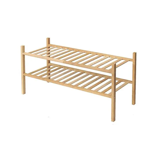 Organizador apilable del almacenamiento del estante del zapato de madera de bambú de 2 niveles para la entrada