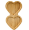 Elegante fuente de madera de bambú con 2 divisiones en forma de corazón para embutidos y guarniciones