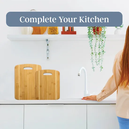Juego de tablas de cortar de bambú premium de 2 piezas para entusiastas de la cocina