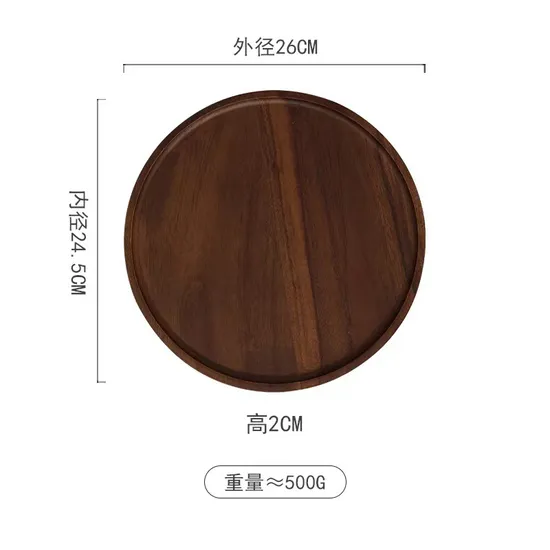 Decorar tocador redondo grande, bandeja de frutos secos de madera de nogal, plato de cena de madera