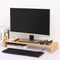 Soporte vertical de bambú para monitor de escritorio con organizador de almacenamiento para oficina