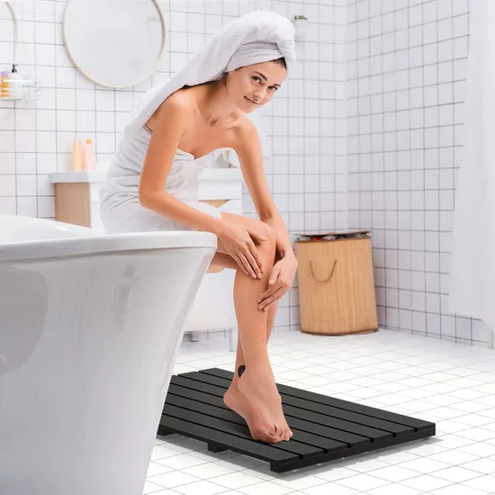 Alfombra de baño de bambú grande y larga para puerta de SPA
