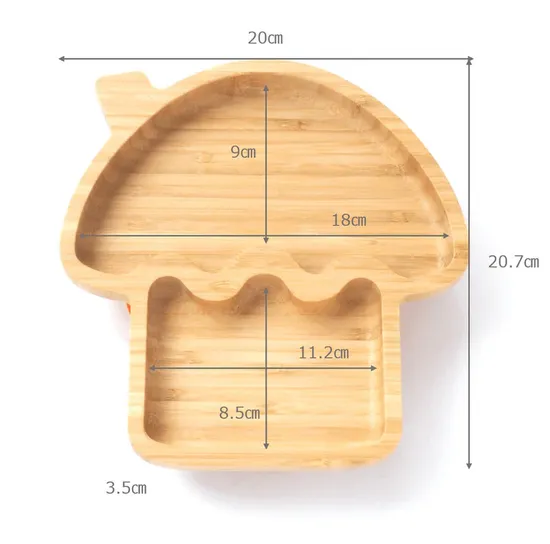 Plato de bebé de bambú natural no tóxico con forma de casa con succión