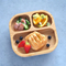 Plato cuadrado de bambú para porciones, platos de madera para bebés con succión