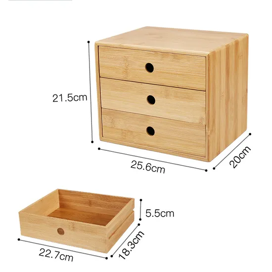Organizador de escritorio pequeño de bambú de 1/2 /3 niveles con cajones para guardar bolígrafos, chinchetas y suministros de oficina