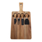 Tabla de quesos de madera de acacia con forma de paleta sostenible y juego de 4 cuchillos para queso