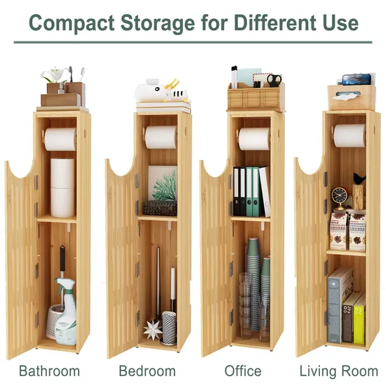 Estante de papel higiénico de bambú, organizador de baño, soporte de papel higiénico