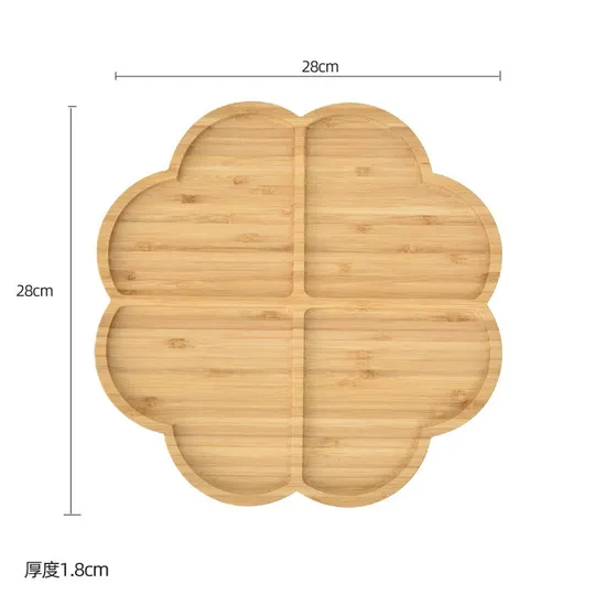 6 platos de comedor rectangulares divididos de bambú para niños