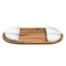 Bandeja/platos grandes de madera de acacia para servir con 3 platos cuadrados de cerámica para servir