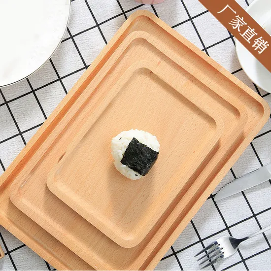 Plato para servir de madera de haya rectangular de estilo japonés, plato para aperitivos